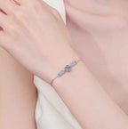 Sterling Silver Moissanite Square Solitaire Leaf Bracelet, detail view 3