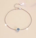 Sterling Silver Moissanite Round Bezel Solitaire Bracelet, detail view 2