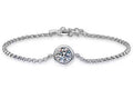 Sterling Silver Moissanite Round Bezel Solitaire Bracelet, front view