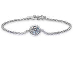 Sterling Silver Moissanite Round Bezel Solitaire Bracelet, front view