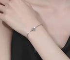Sterling Silver Moissanite Round Bezel Solitaire Bracelet, detail view 3