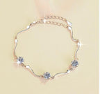 Sterling Silver Moissanite Three Flower Wave Bracelet, detail view 1