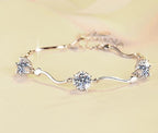 Sterling Silver Moissanite Three Flower Wave Bracelet, detail view 2