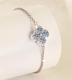 Sterling Silver Moissanite Clover Cluster Bracelet, detail view 3