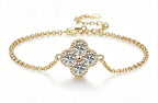 Sterling Silver Moissanite Clover Cluster Bracelet, detail view 1