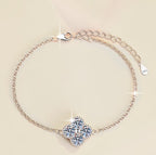 Sterling Silver Moissanite Clover Cluster Bracelet, detail view 2