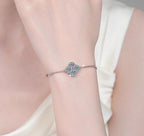 Sterling Silver Moissanite Clover Cluster Bracelet, detail view 4