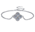 Sterling Silver Moissanite Clover Cluster Bracelet, front view