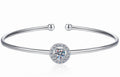 Sterling Silver Moissanite Round Solitaire Open Bangle Bracelet, front view