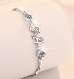 Sterling Silver Moissanite Number and Flower Station Bracelet, detail view 2