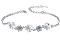 Sterling Silver Moissanite Twin Flower Marquise Link Bracelet, front view