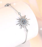Sterling Silver Moissanite Sunburst Link Bracelet, detail view 2