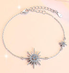 Sterling Silver Moissanite Sunburst Link Bracelet, detail view 1