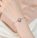 Sterling Silver Moissanite Sunburst Link Bracelet, detail view 3