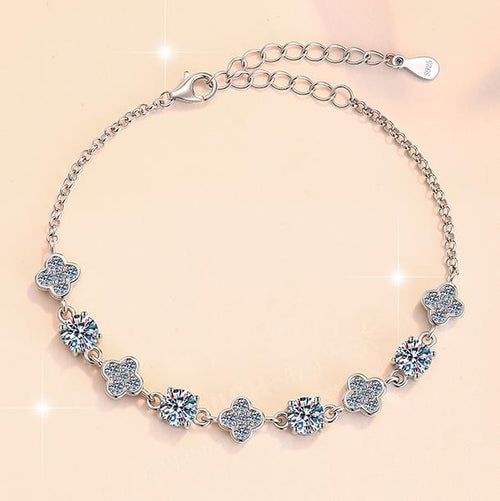 Sterling Silver Moissanite Square Halo Tennis Bracelet, detail view 1