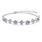 Sterling Silver Moissanite Square Halo Tennis Bracelet, front view