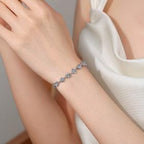 Sterling Silver Moissanite Square Halo Tennis Bracelet, detail view 3