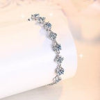 Sterling Silver Moissanite Square Halo Tennis Bracelet, detail view 2