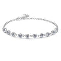 Sterling Silver Moissanite Flower Station Bracelet, front view