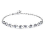 Sterling Silver Moissanite Flower Station Bracelet, front view