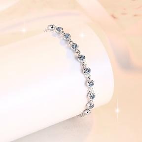 Sterling Silver Moissanite Flower Station Bracelet, detail view 2