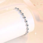 Sterling Silver Moissanite Flower Station Bracelet, detail view 2