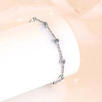 Sterling Silver Moissanite Round Stone Chain Bracelet, detail view 2