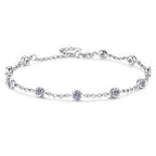 Sterling Silver Moissanite Round Stone Chain Bracelet, front view
